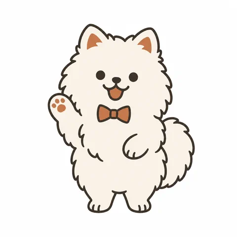 店主(白ポメラニアン)イラスト