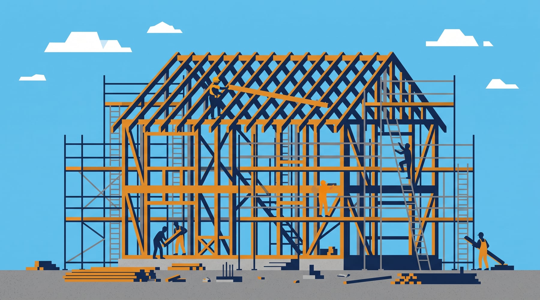 オフィスビルの建築現場を表すイラスト