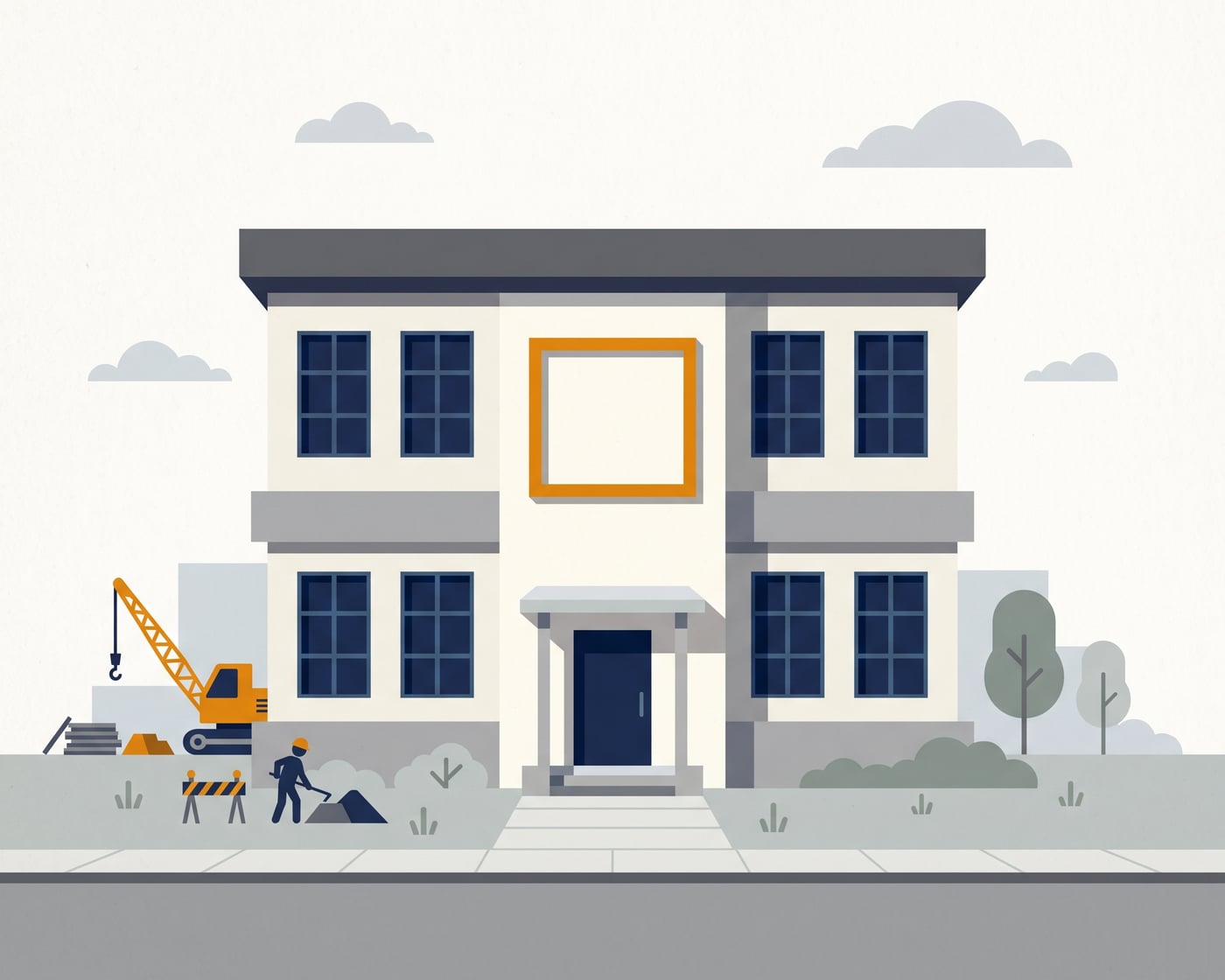 ビーバー建設 本社社屋の外観イラスト
