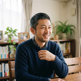 40代男性の笑顔のポートレート