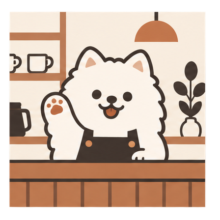 カウンターで手を振る店主ポム