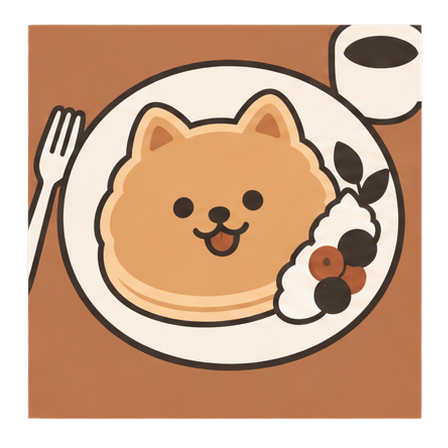 ポメラニアンの顔型パンケーキ