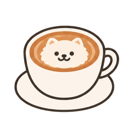 ポメラニアンのラテアートがのったカフェラテ