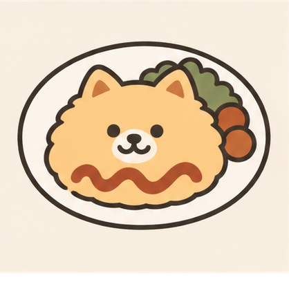 ポメラニアンの顔をかたどったオムライス