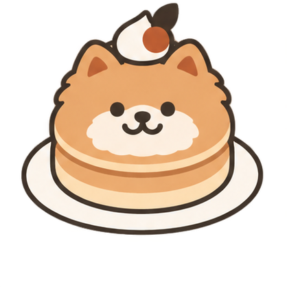 ポメラニアンの顔をかたどったパンケーキ