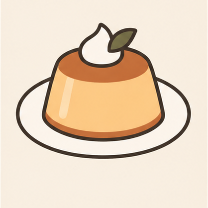 クリームをのせたプリン